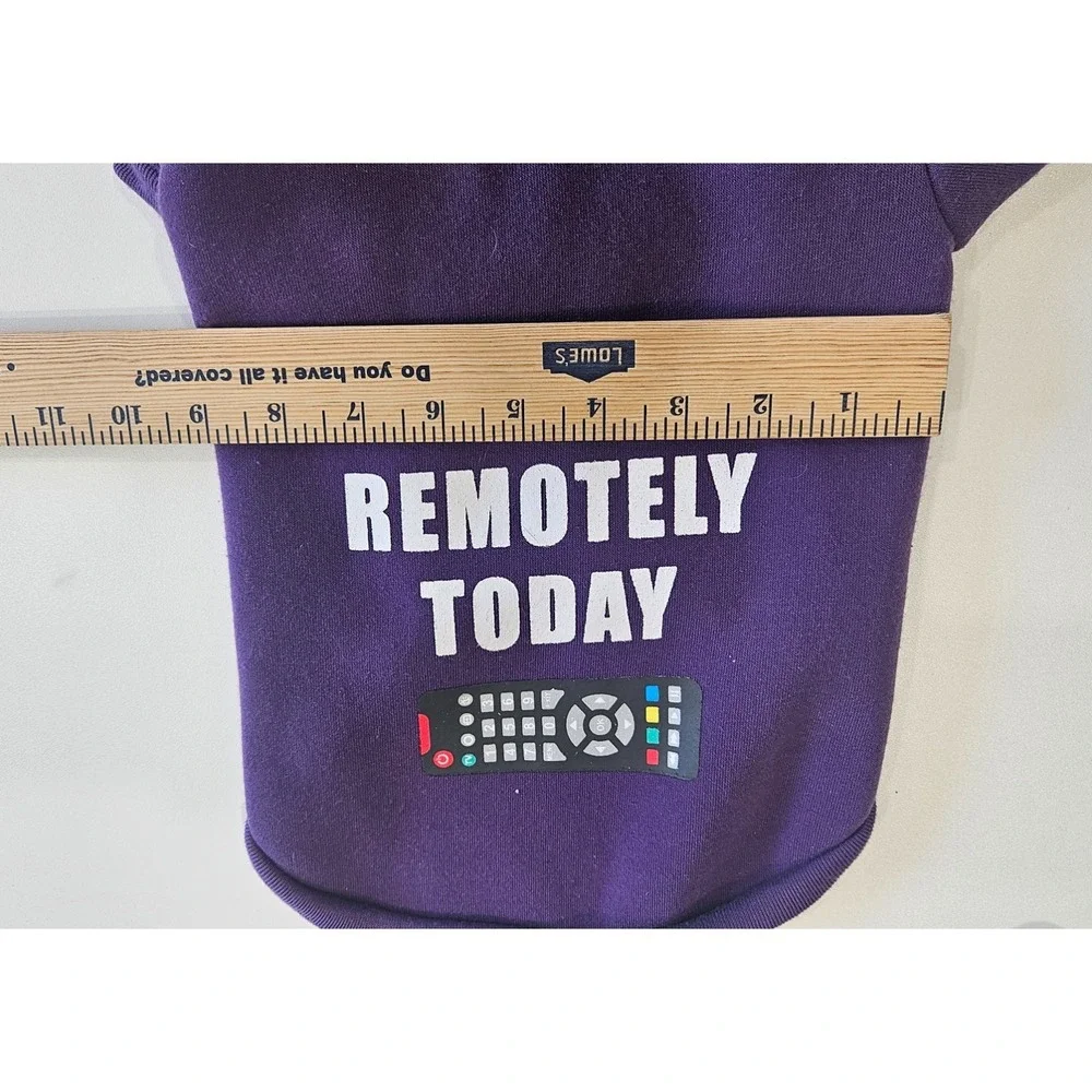 Fabdog Dog Hoodie Purple‎ Working Remotely Today Fleece Pet Sweatshirt  Size 14